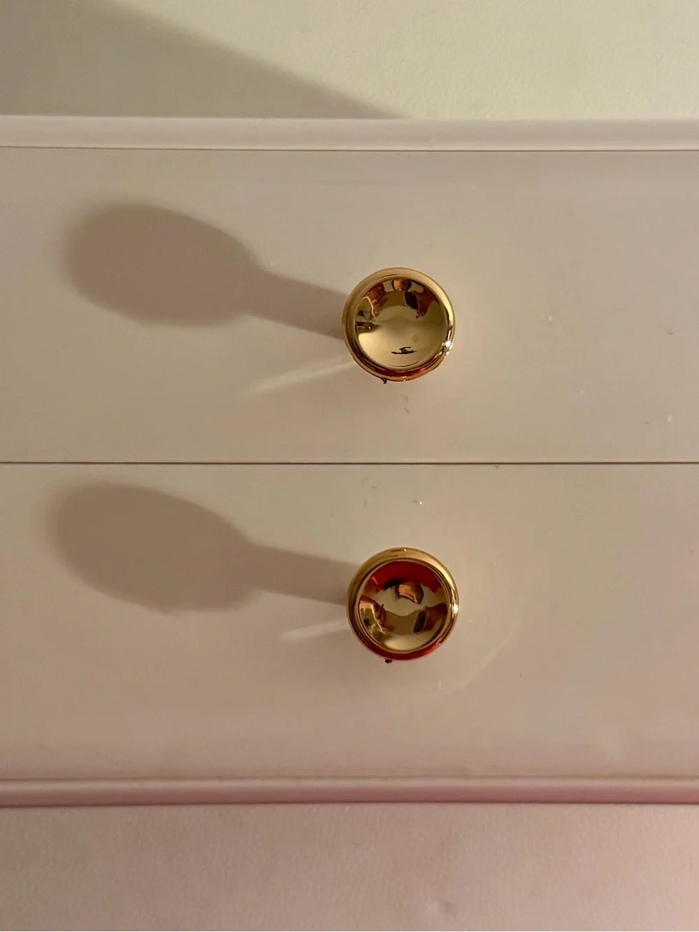 Modern White 2 Drawer Jewelry Box Organizer Gold Knobs Vanity Makeup Storage